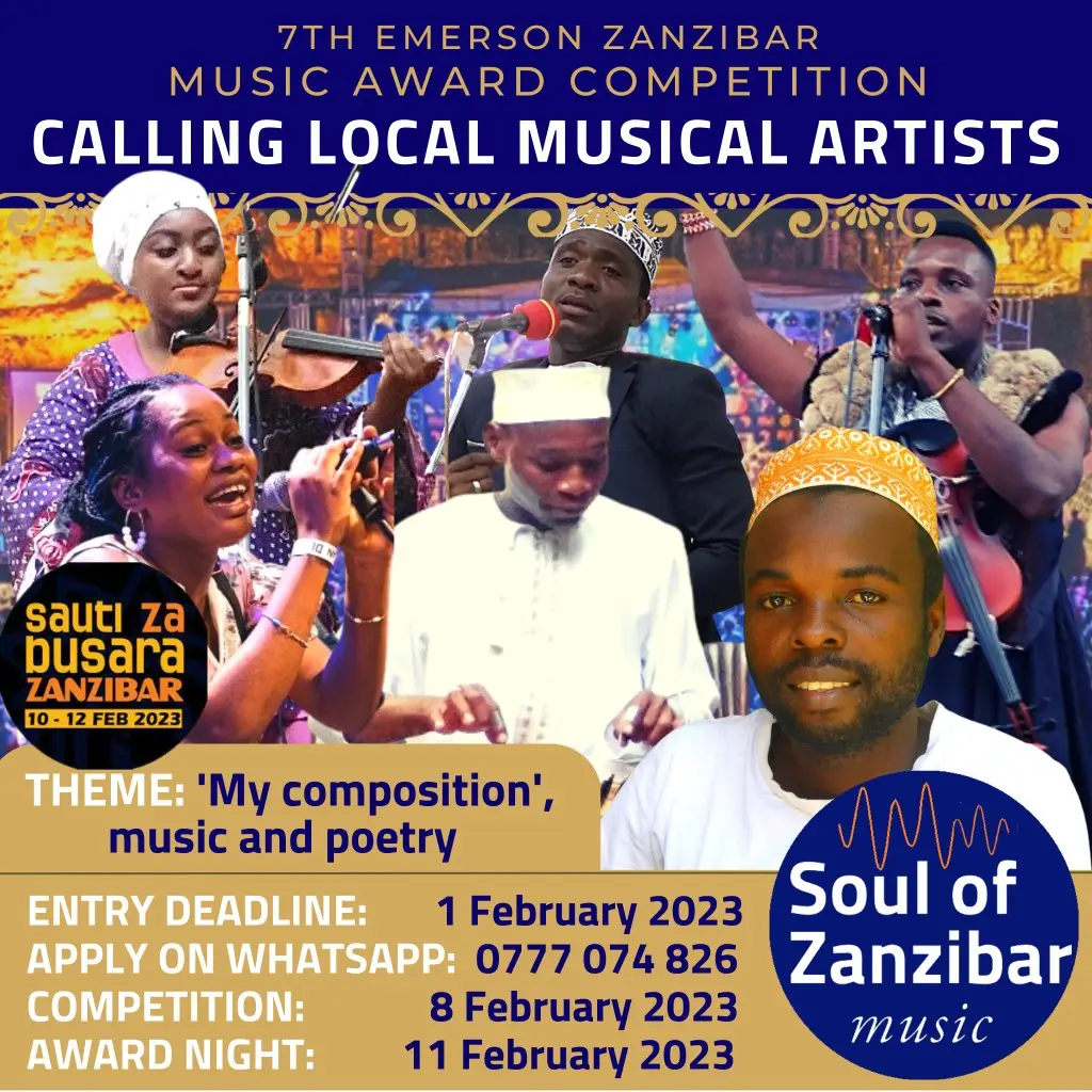 Invitation poster for the Emerson Zanzibar Foundation Music Award 2023